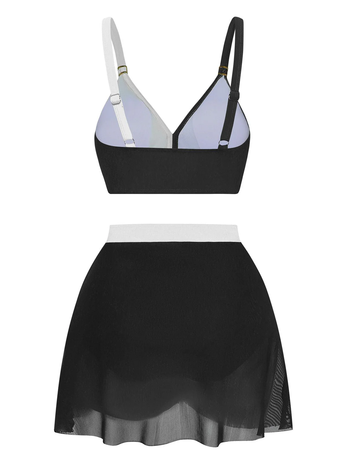 Ensemble bikini maille froncée dos croisé 1950s - Image 6