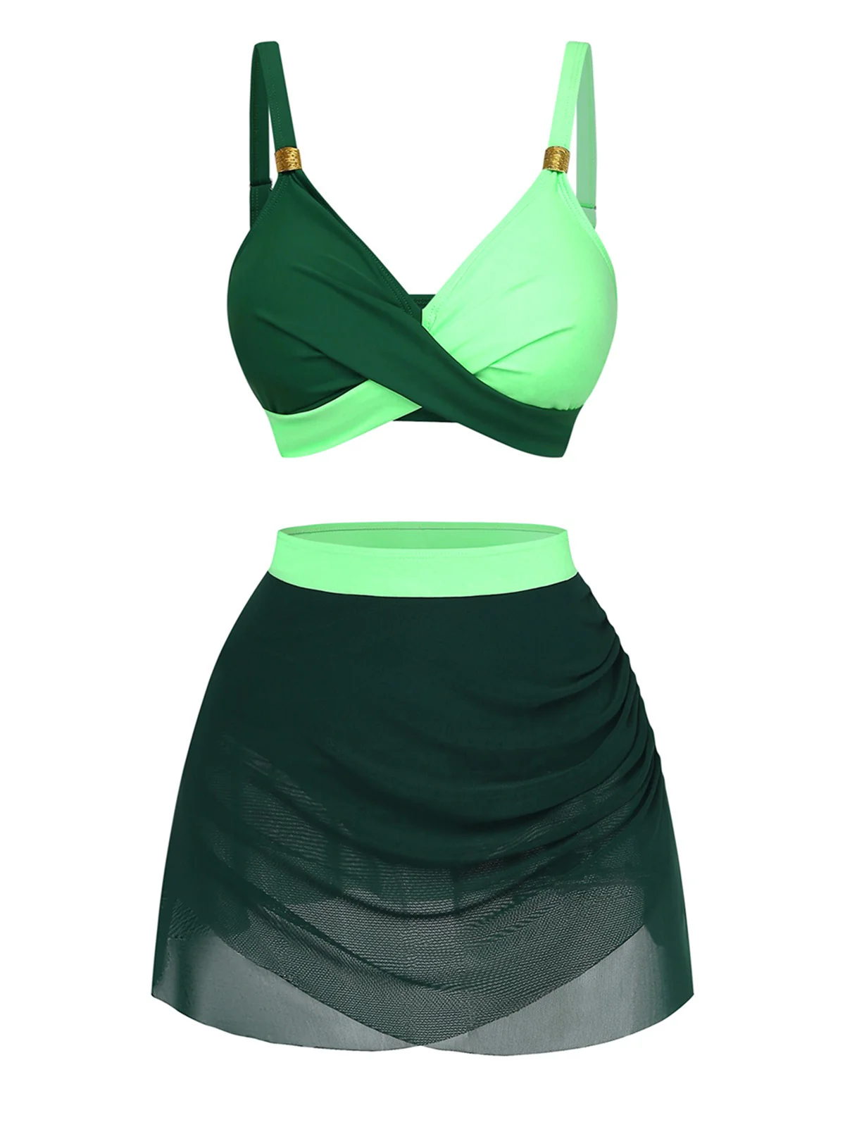 Ensemble bikini maille froncée dos croisé 1950s - Image 9