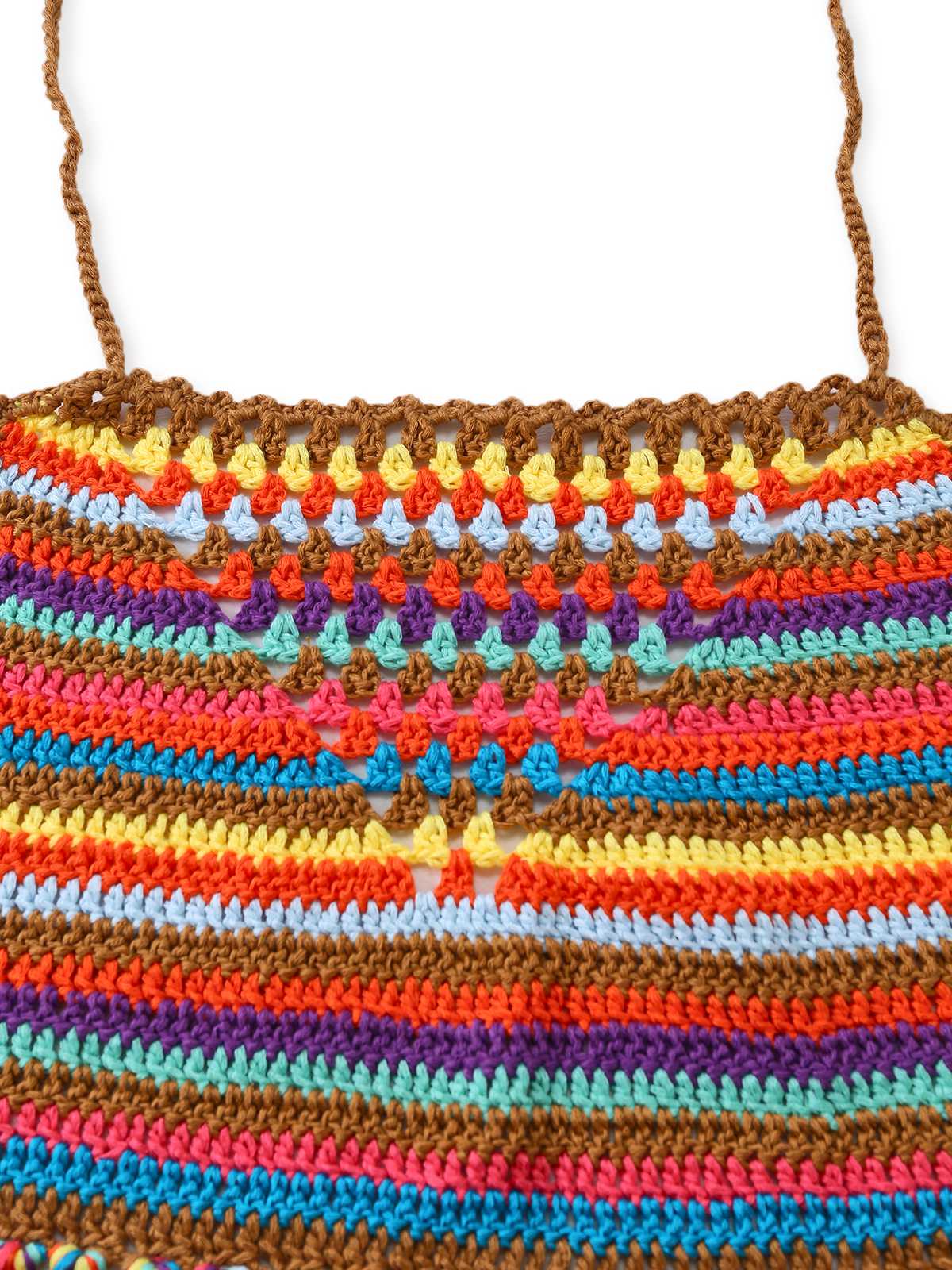 Ensemble Bikini Multicolore Crochet Col Licou Années 1970 - Image 4