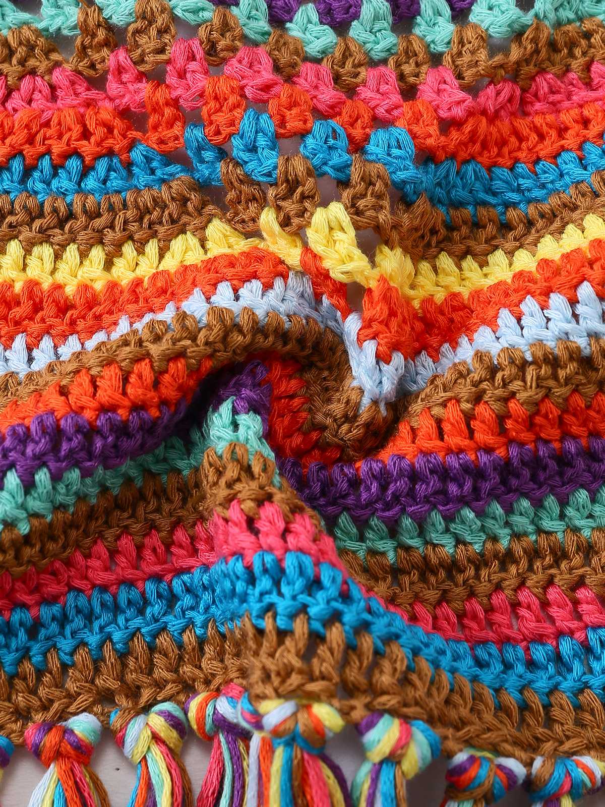Ensemble Bikini Multicolore Crochet Col Licou Années 1970 - Image 7