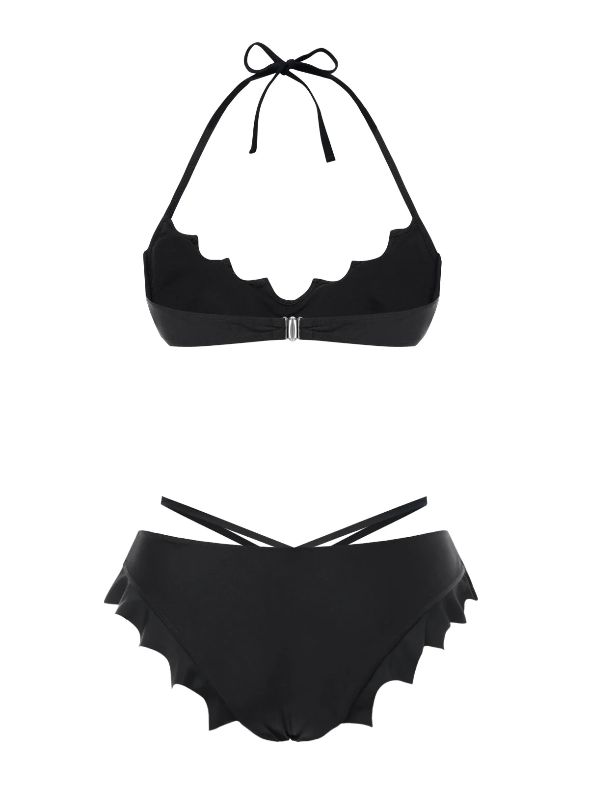 Ensemble bikini noir ailes de chauve-souris gothiques années 1980 - Image 5