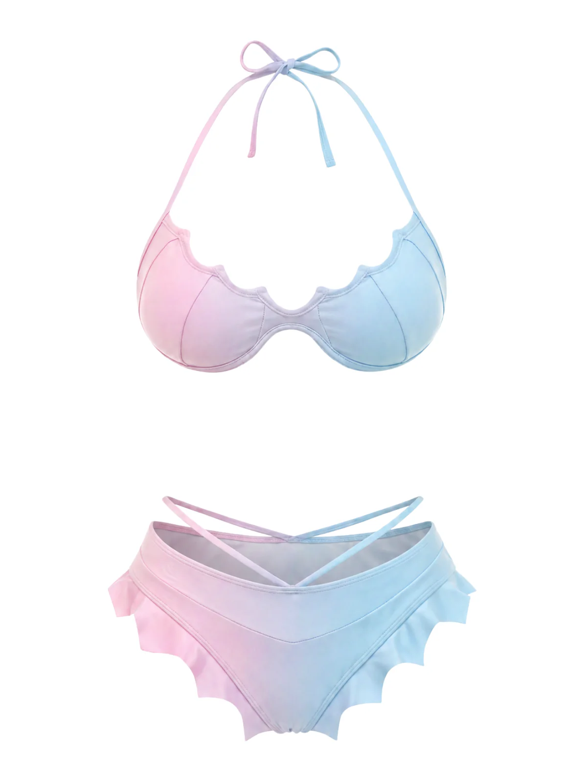 Ensemble bikini noir ailes de chauve-souris gothiques années 1980 - Image 8