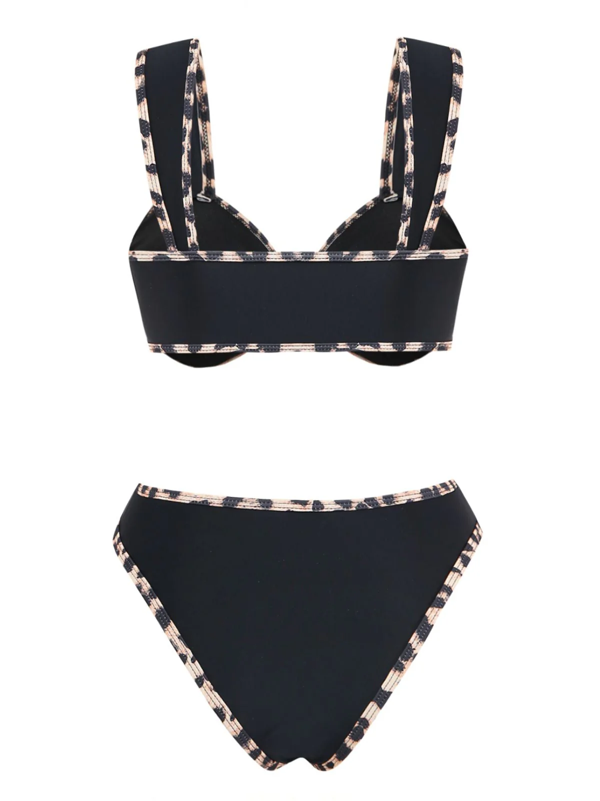 Ensemble bikini noir bordures léopard et étoiles mer métalliques années 50 - Image 3