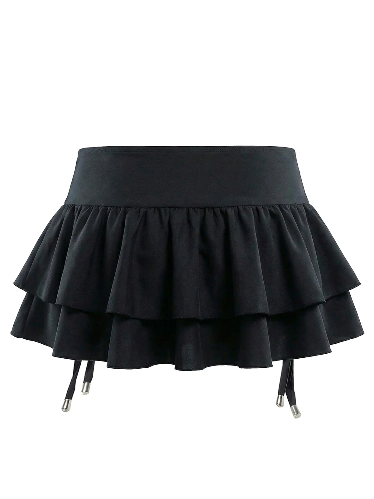 Ensemble bikini noir dos nu avec paréo à volants années 50 - Image 6