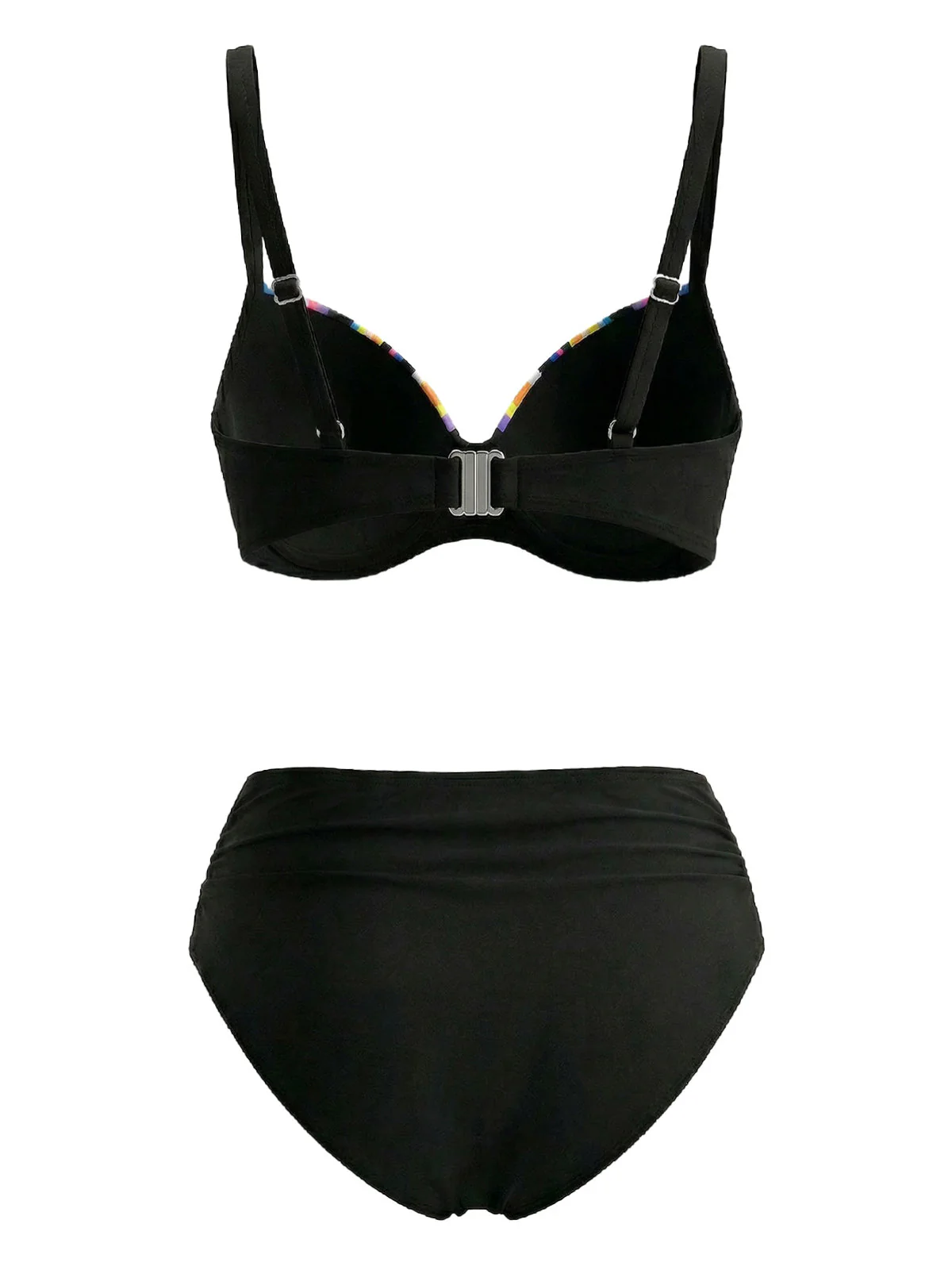 Ensemble bikini rayé arc-en-ciel multicolore années 1970 - Image 3