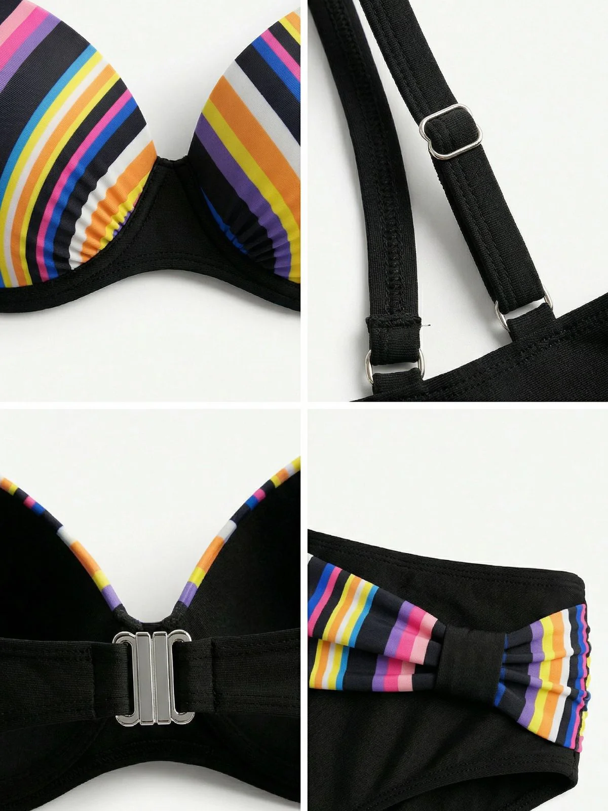 Ensemble bikini rayé arc-en-ciel multicolore années 1970 - Image 5
