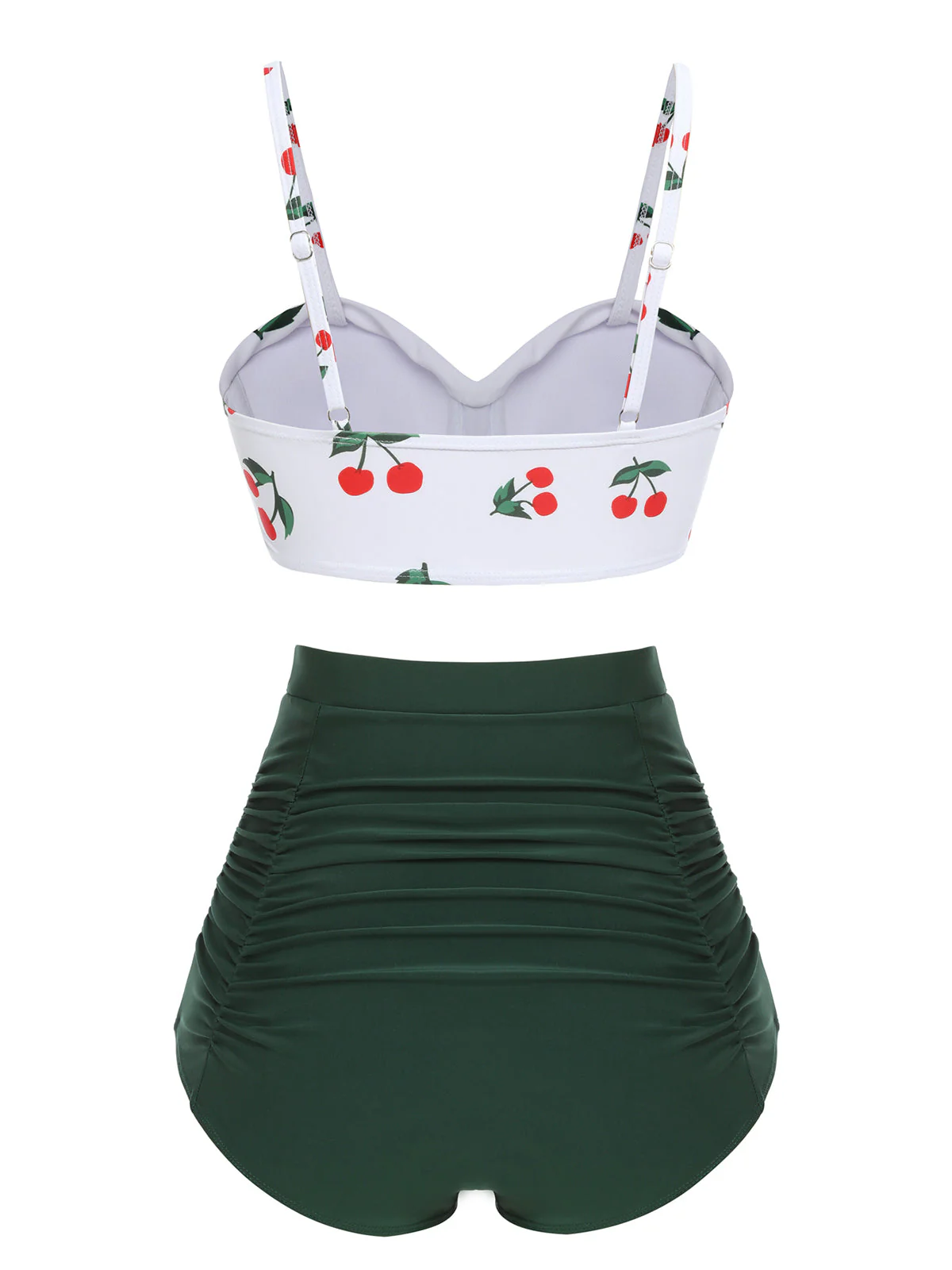 Ensemble de bikini taille haute à bretelles cerises 1950s - Image 6