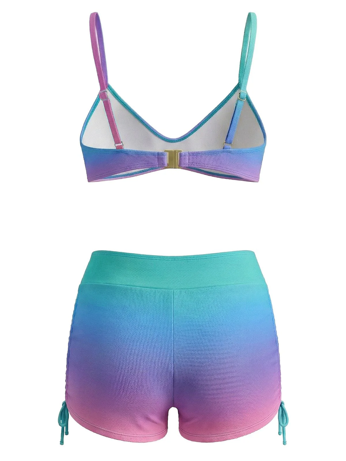 Ensemble bikini short de bain à lacets dégradé années 60 - Image 3