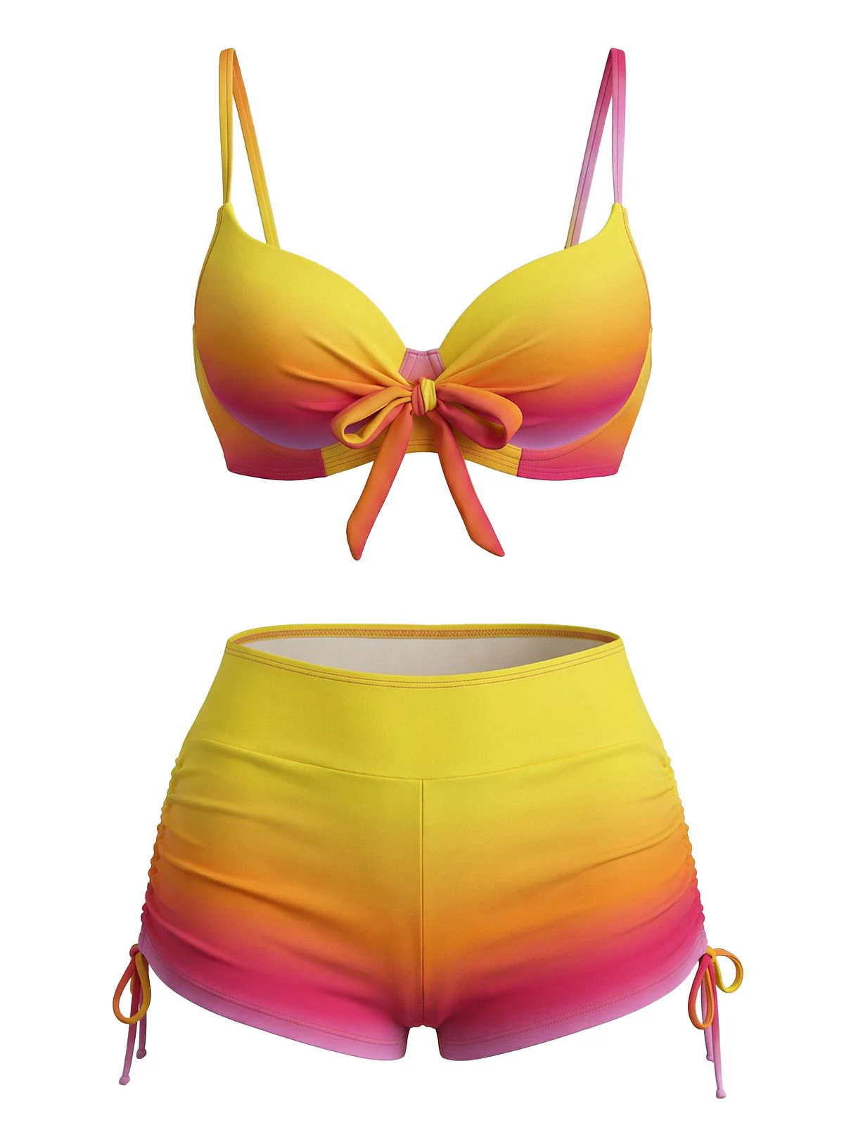 Ensemble bikini short de bain à lacets dégradé années 60 - Image 5