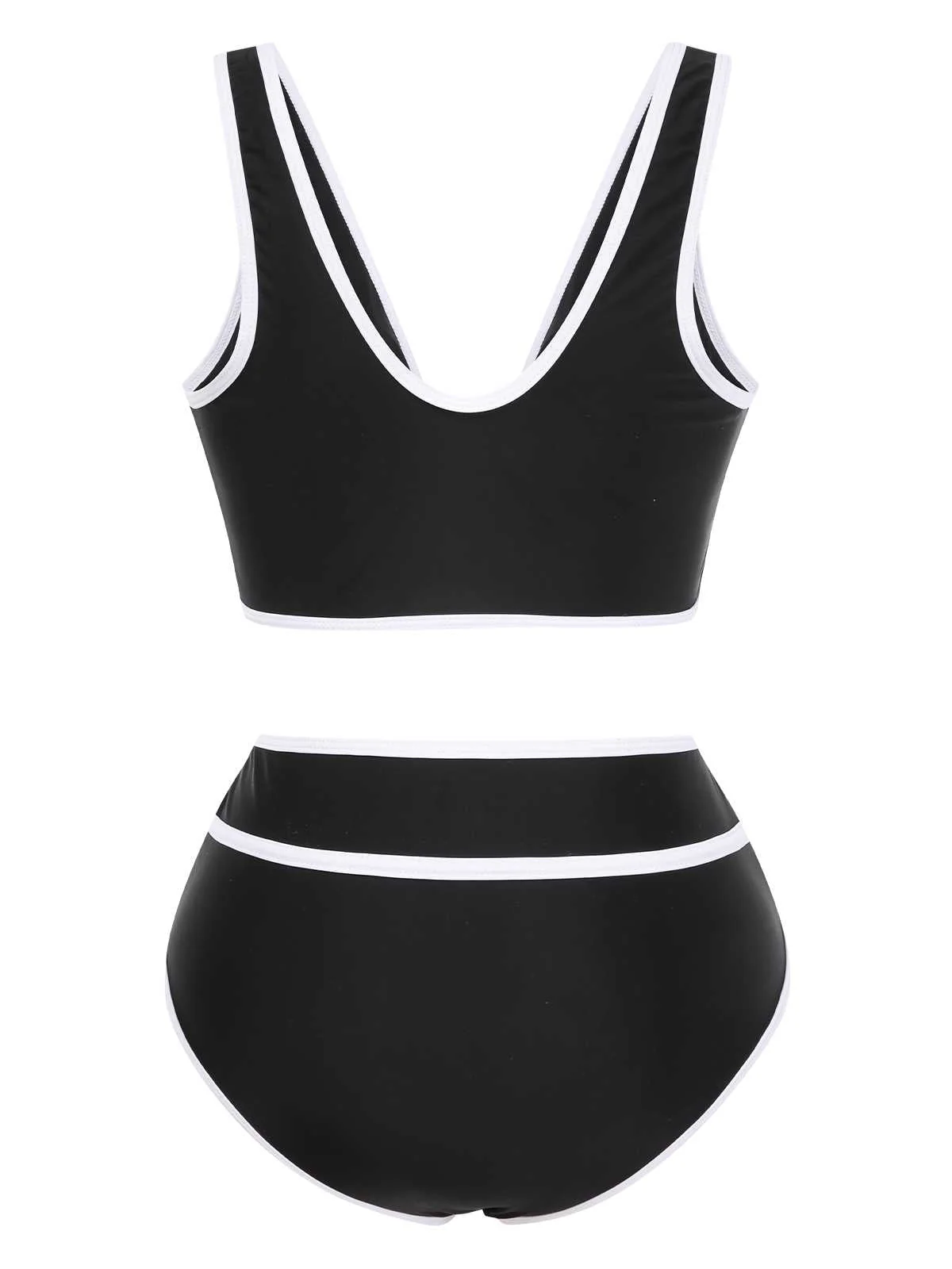 Ensemble bikini taille haute à bordure contrastée des années 1950 - Image 3