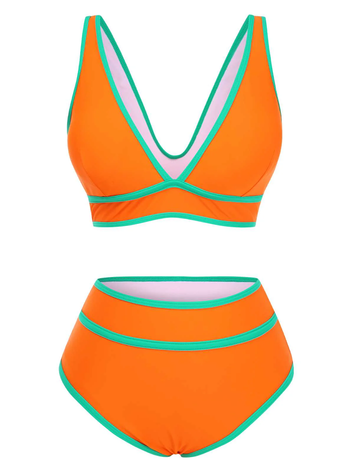 Ensemble bikini taille haute à bordure contrastée des années 1950 - Image 5