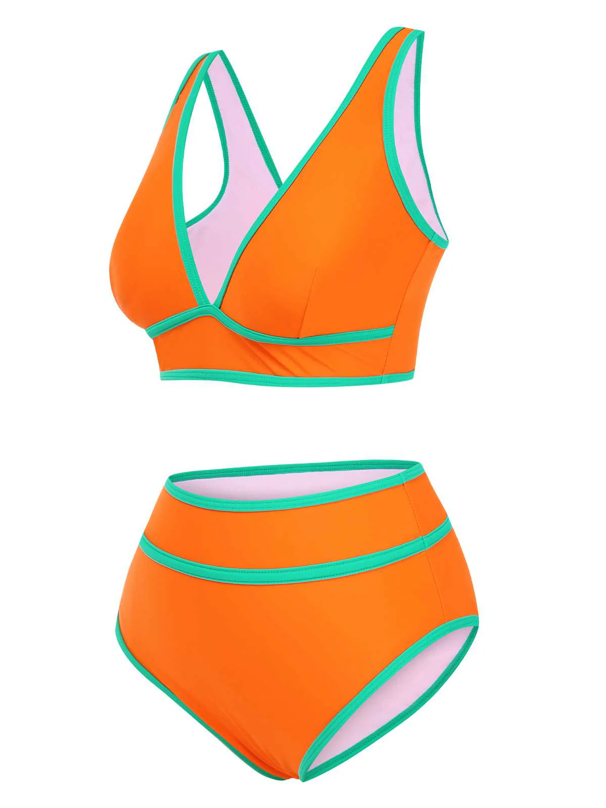 Ensemble bikini taille haute à bordure contrastée des années 1950 - Image 6