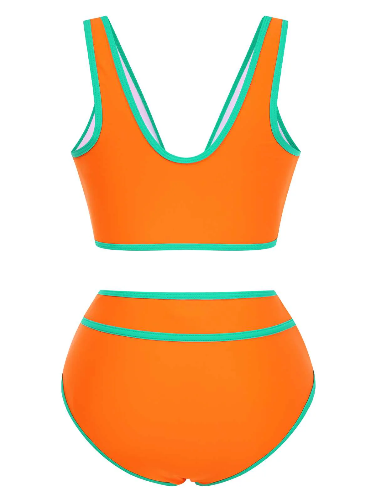 Ensemble bikini taille haute à bordure contrastée des années 1950 - Image 7