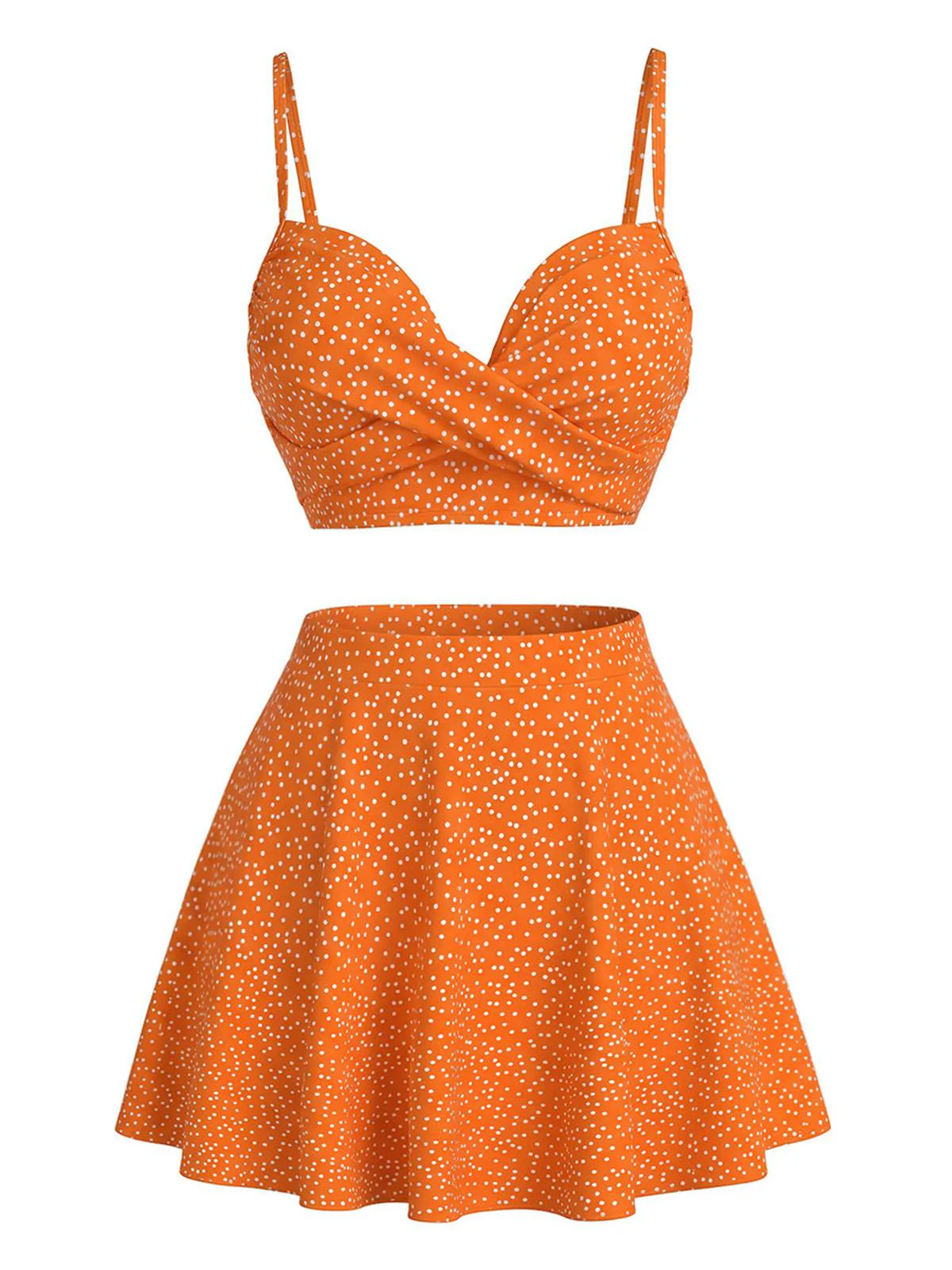 Ensemble bikini taille haute à pois et cache-maillot années 50 - Image 2
