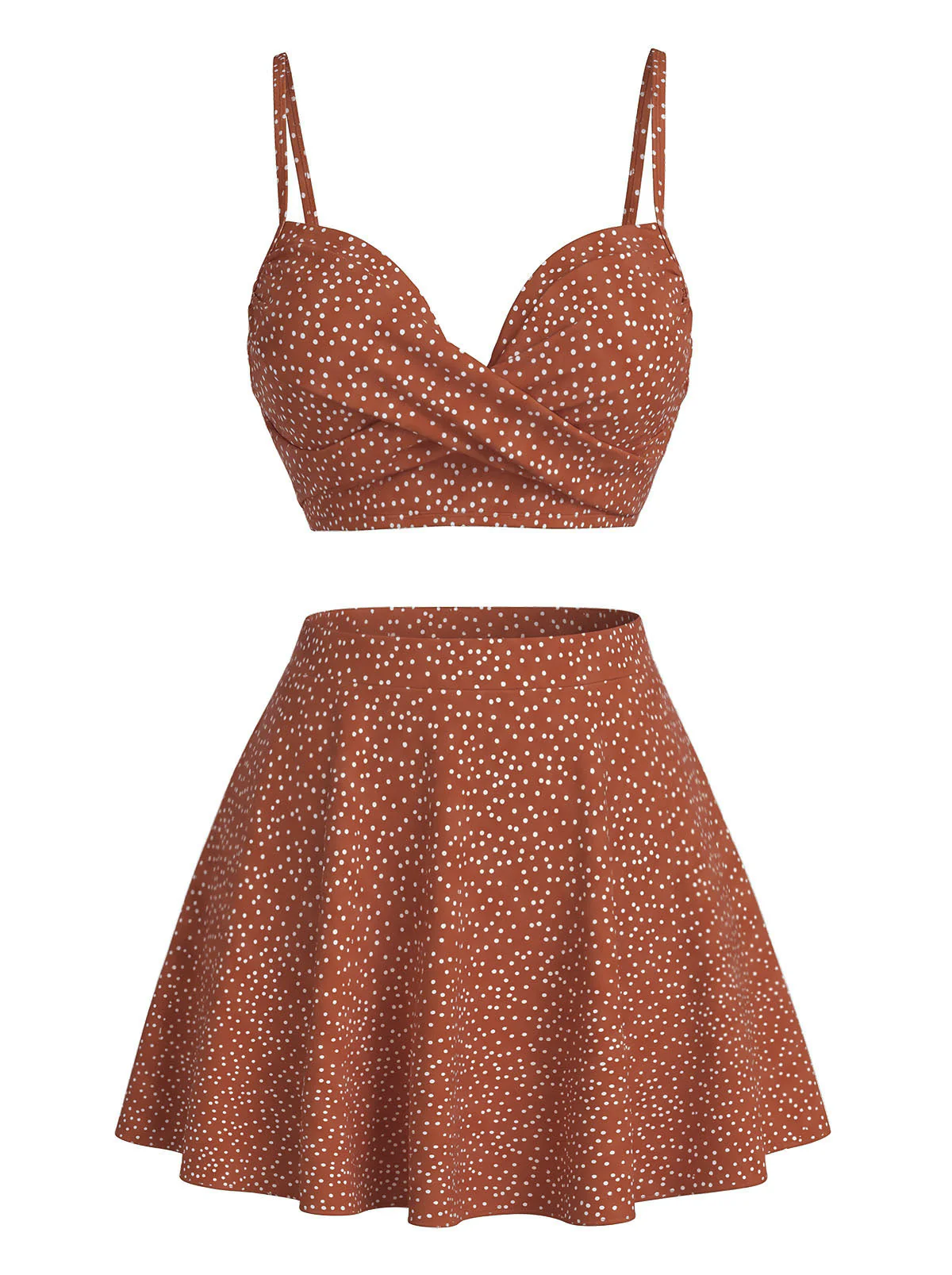 Ensemble bikini taille haute à pois et cache-maillot années 50 - Image 5