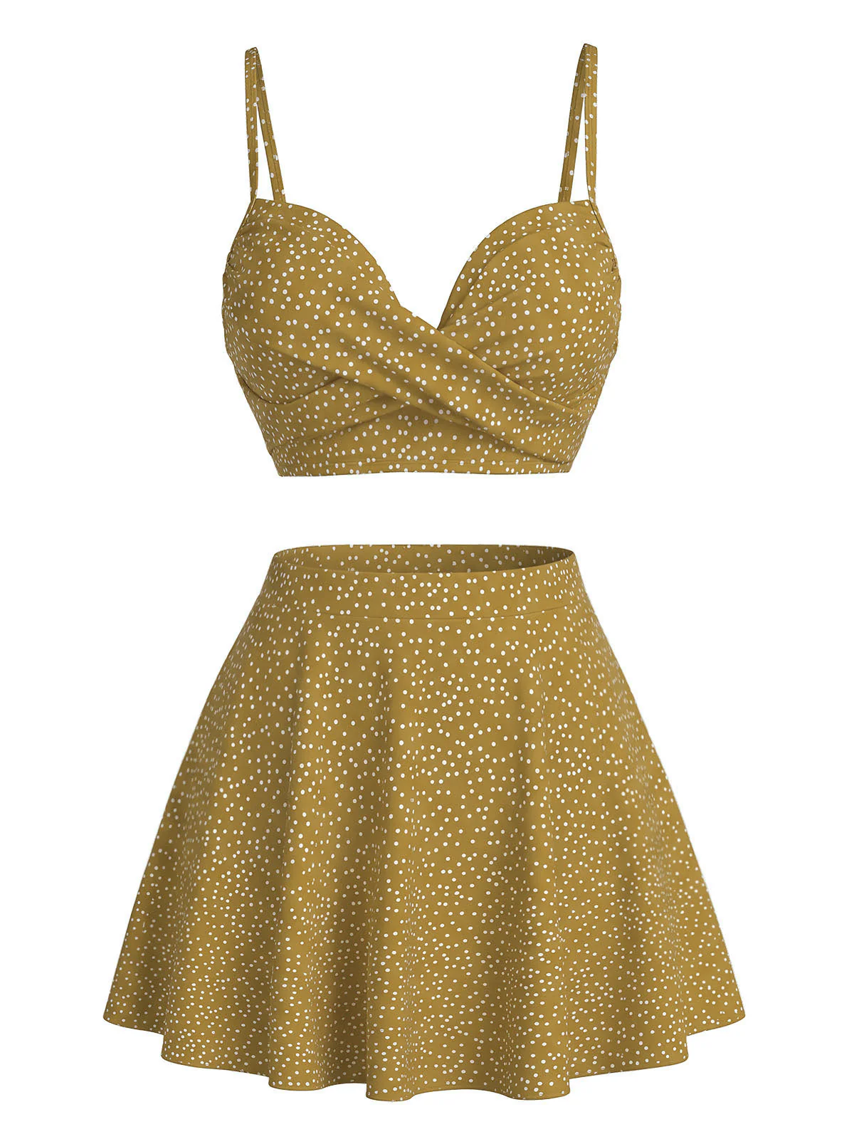 Ensemble bikini taille haute à pois et cache-maillot années 50 - Image 7