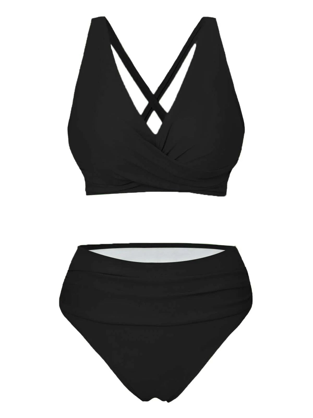 Ensemble bikini taille haute croisé uni années 1950 - Image 7