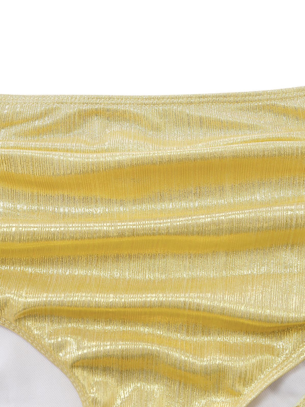 Ensemble bikini taille haute métallisé paillettes années 1970 - Image 7