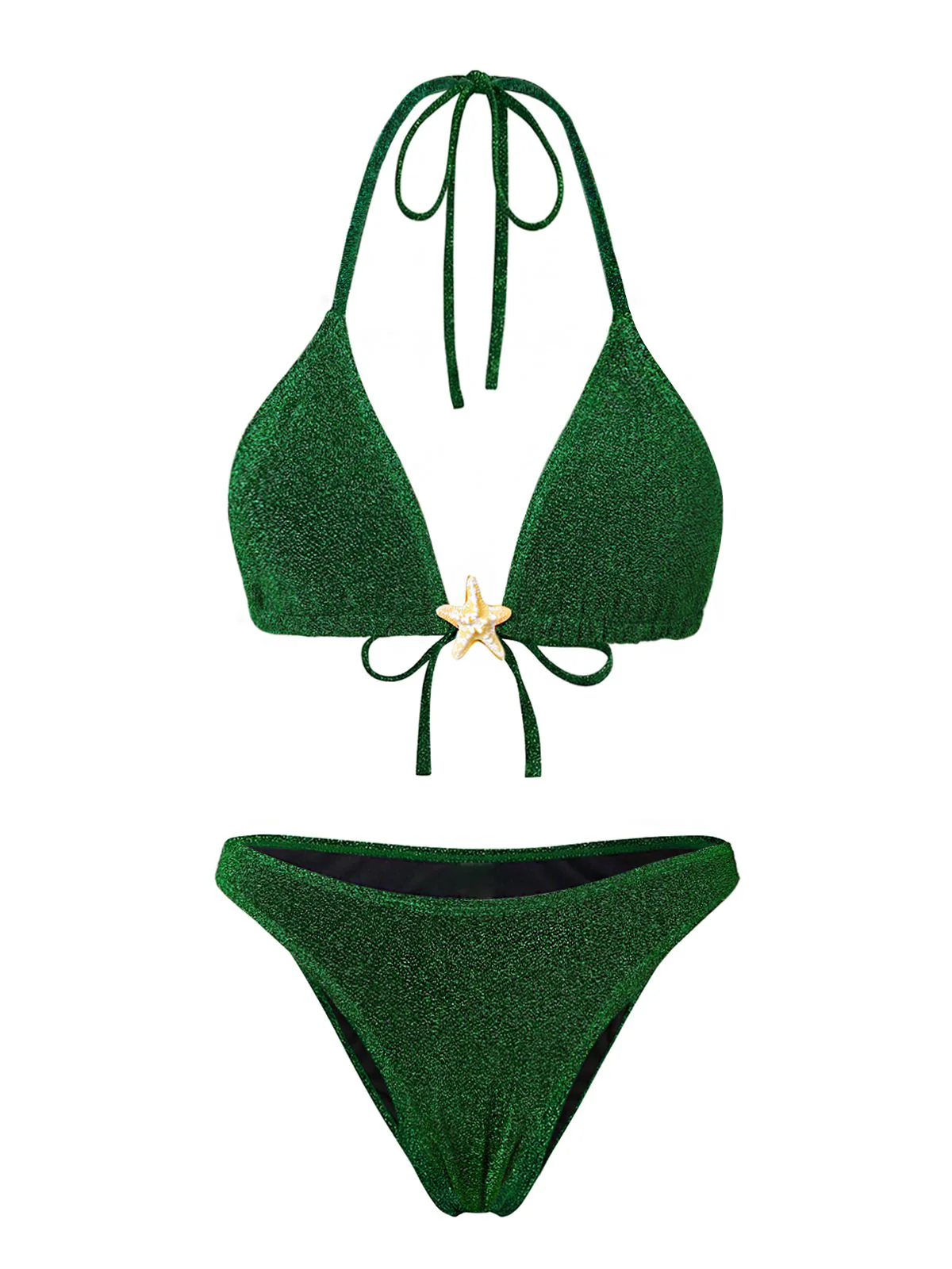 Ensemble bikini vert à paillettes étoiles mer années 1940 - Image 2