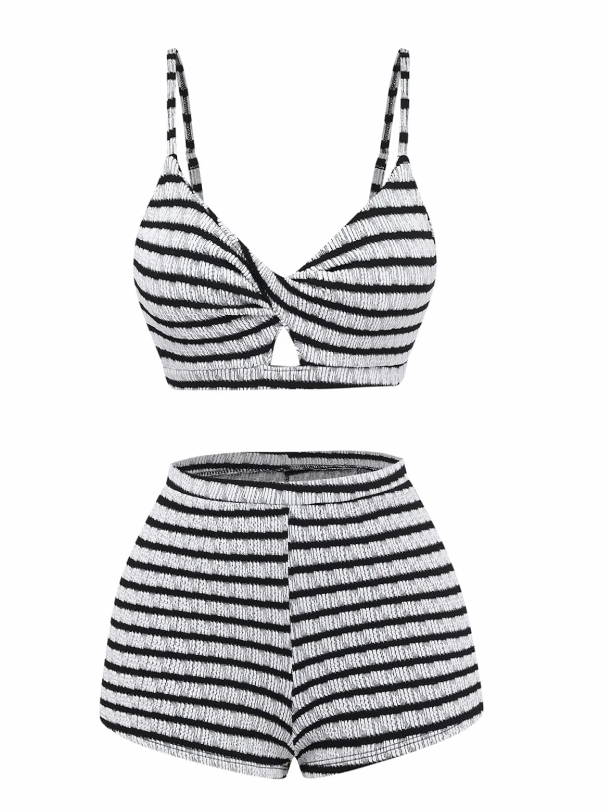 Ensemble bikini vintage rayé noir et blanc années 1930 - Image 2