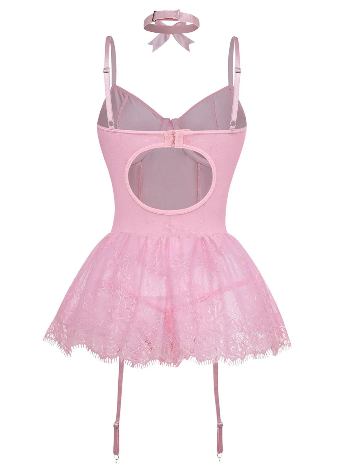 Ensemble body corset orné de dentelle des années 1960 - Image 2