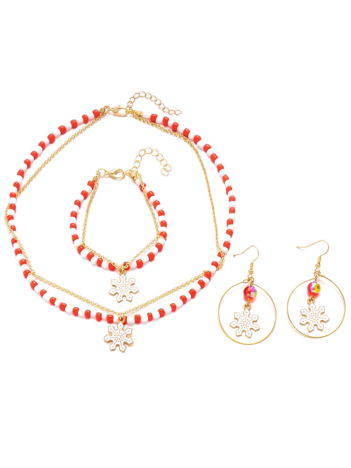 Ensemble collier bracelet et boucles d'oreilles vintage en perles de Noël - Image 4