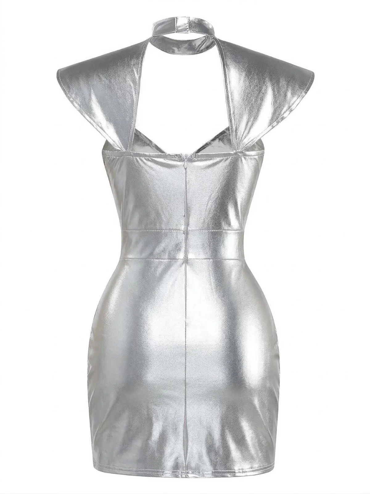Ensemble costume métallique argenté Space Girl haut dos nu années 60 - Image 2