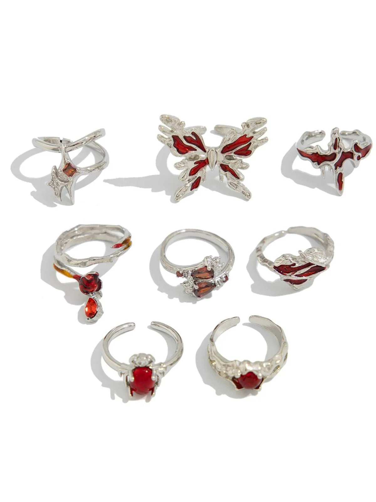 Ensemble de bagues d'Halloween en perles rouge foncé
