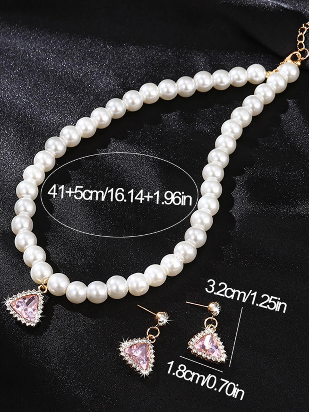Ensemble de bijoux de mariée en perles d'imitation pour la Saint-Valentin - Image 2