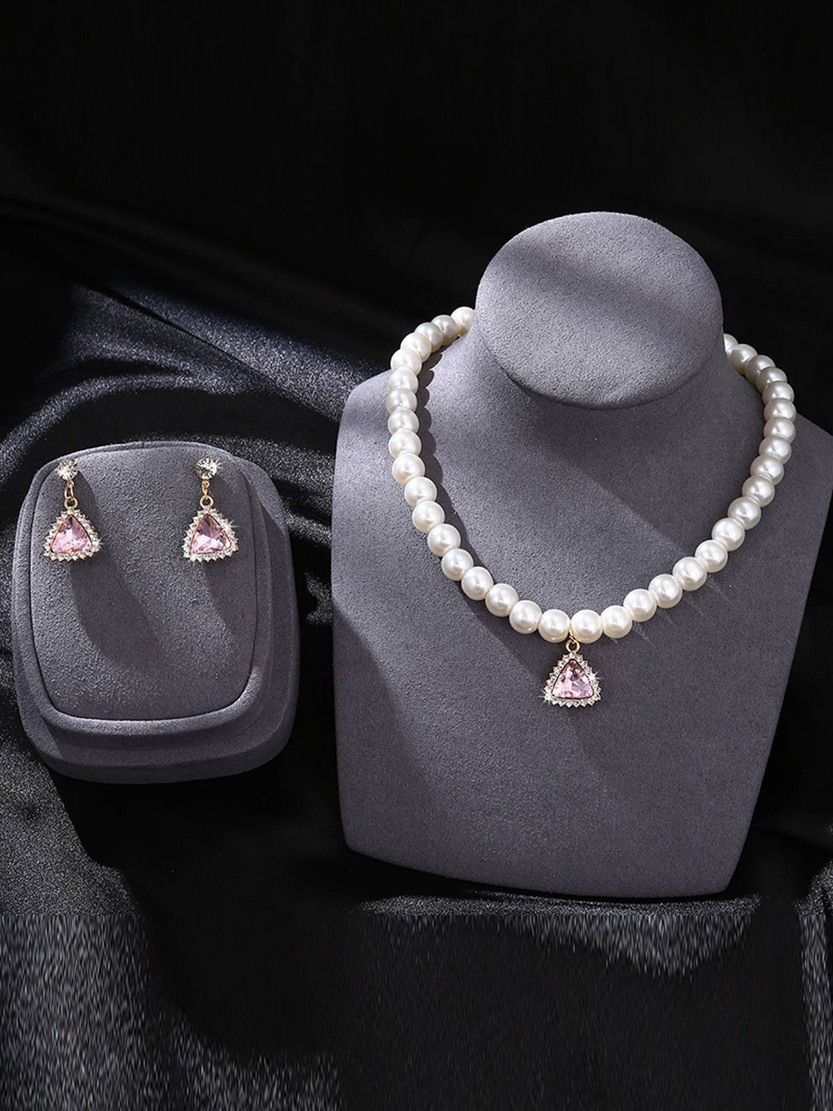 Ensemble de bijoux de mariée en perles d'imitation pour la Saint-Valentin - Image 3