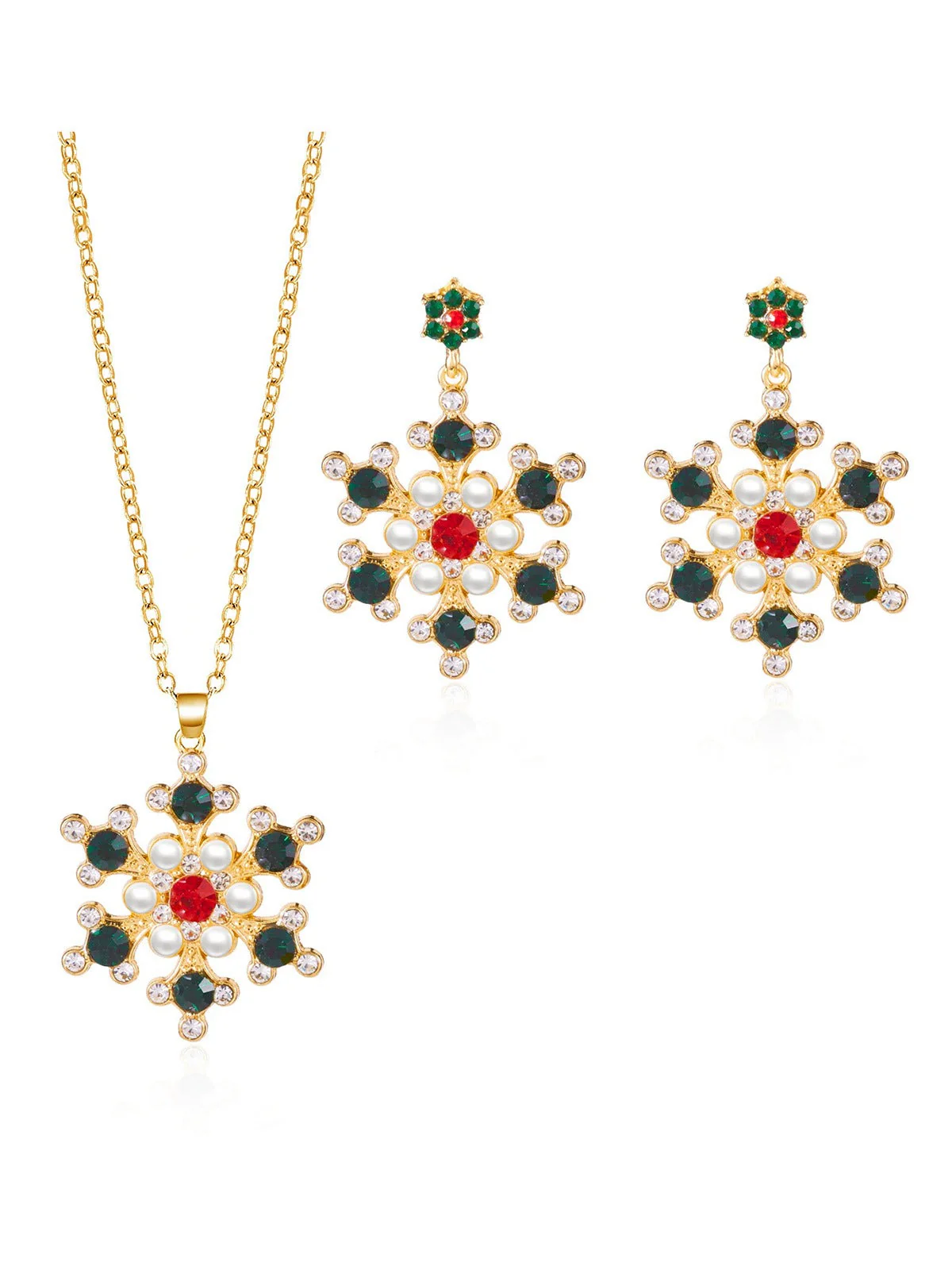 Ensemble de bijoux vintage collier et boucles d'oreilles flocon de neige