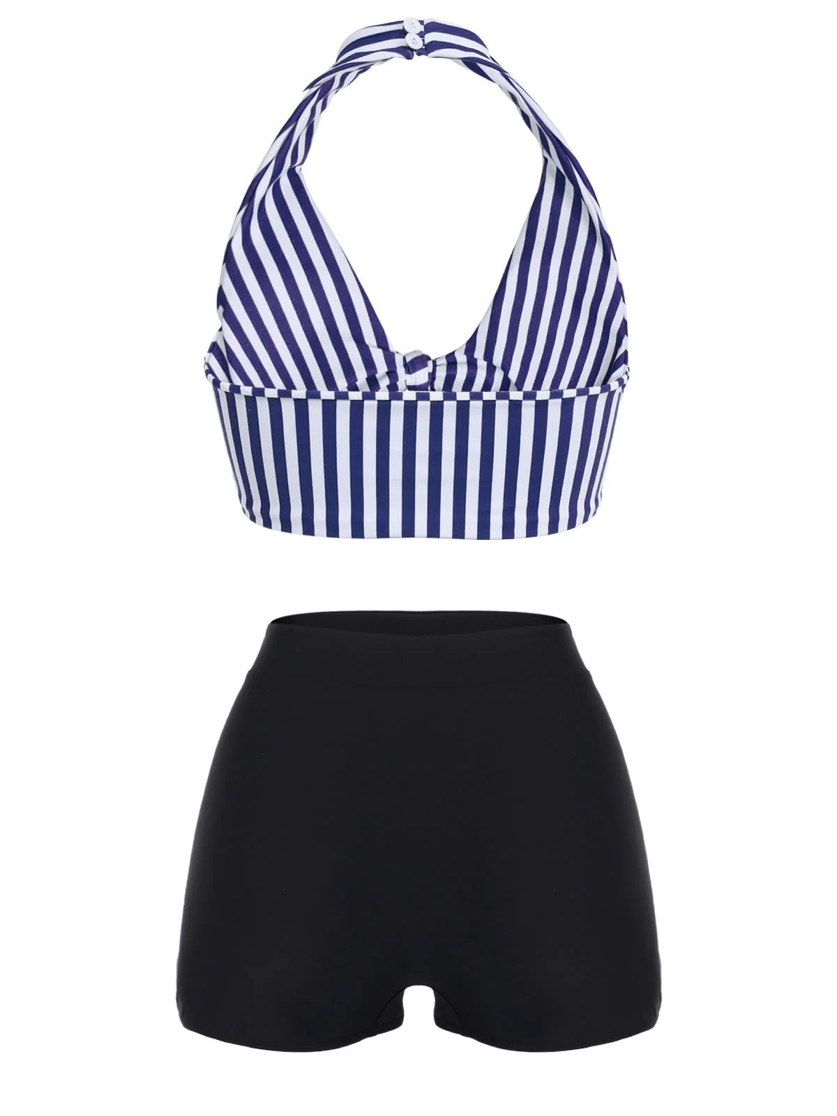 Ensemble de bikini vert à rayures dos nu rétro - Image 7