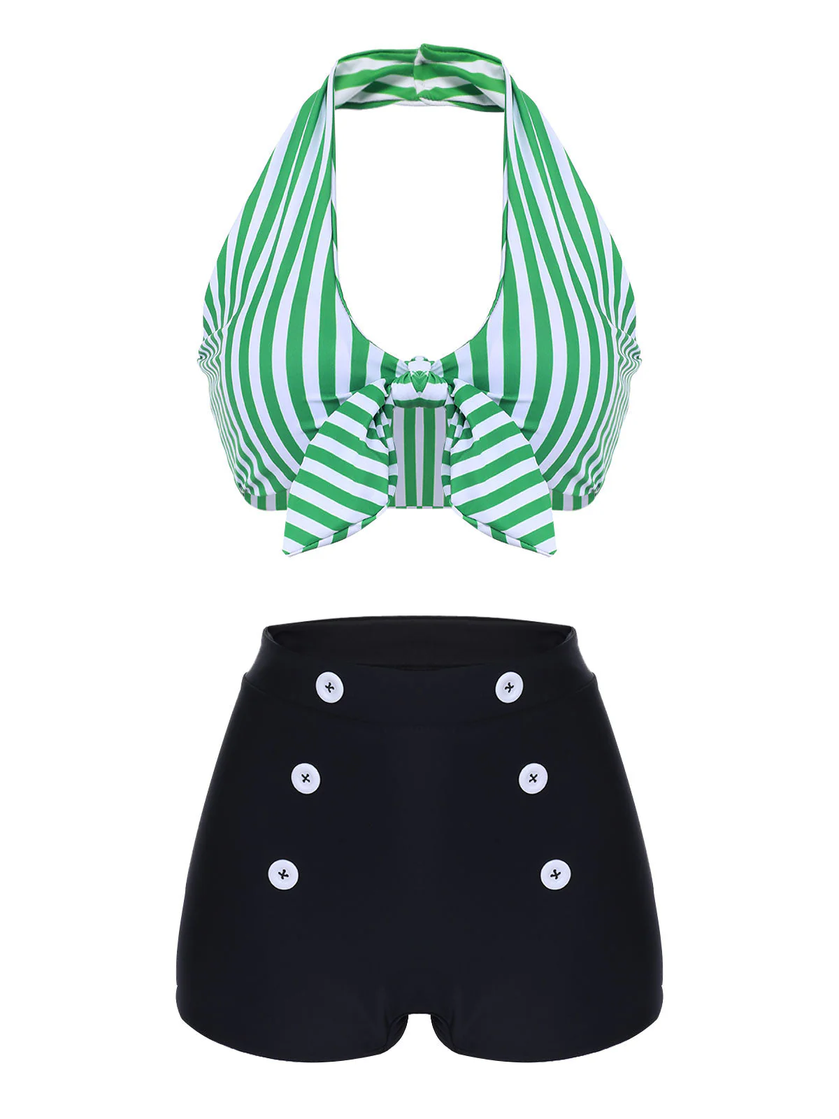 Ensemble de bikini à rayures dos nu rétro - Image 4