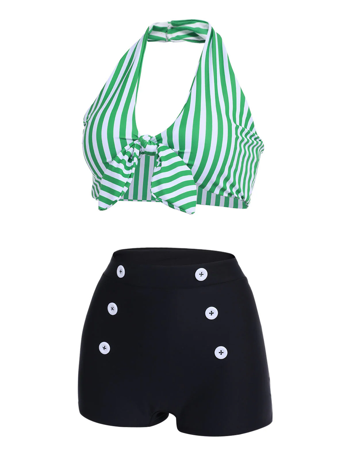 Ensemble de bikini à rayures dos nu rétro - Image 5