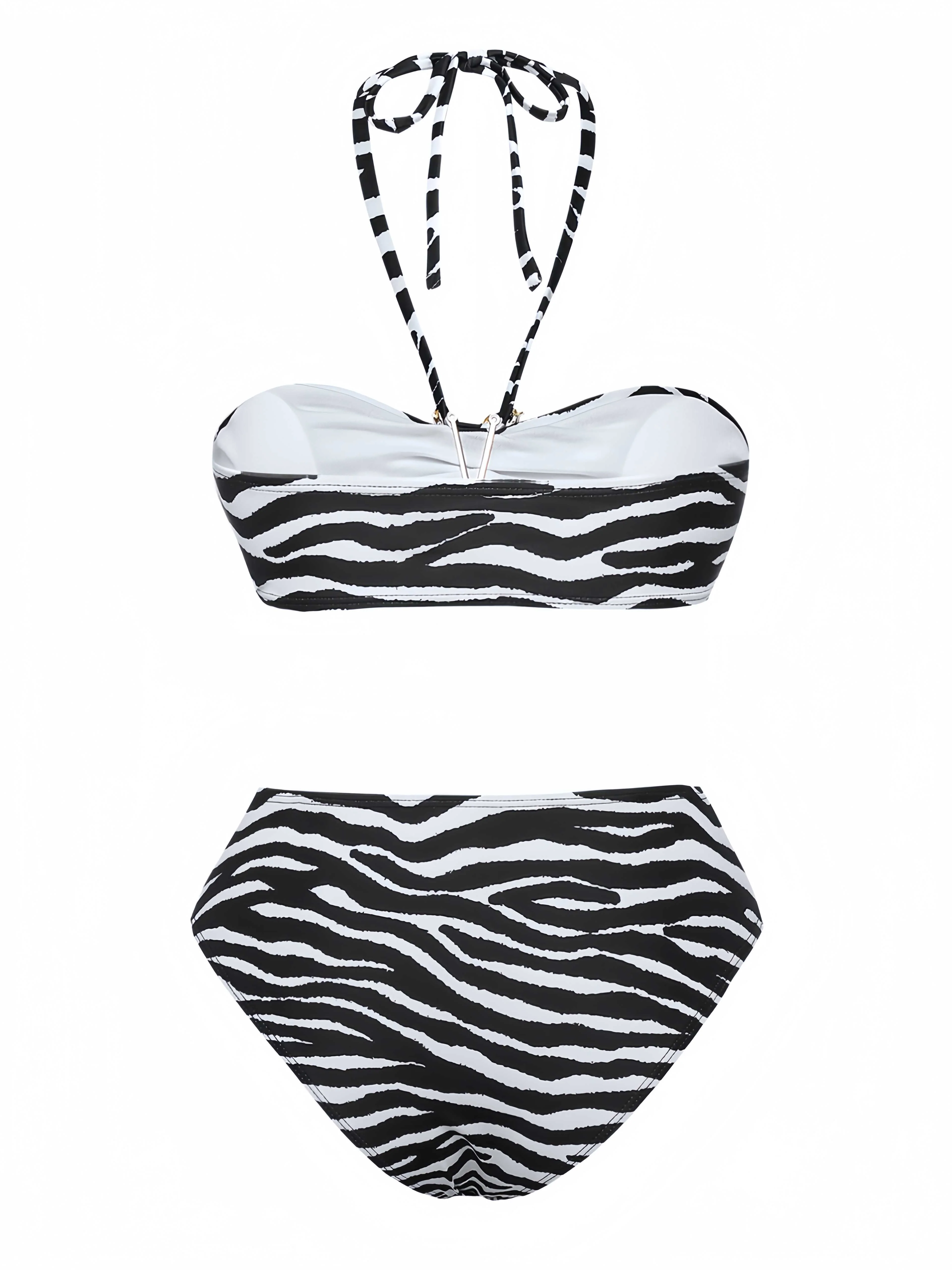 Ensemble de bikini bandeau zèbre et accents d'étoiles de mer années 1960 - Image 3