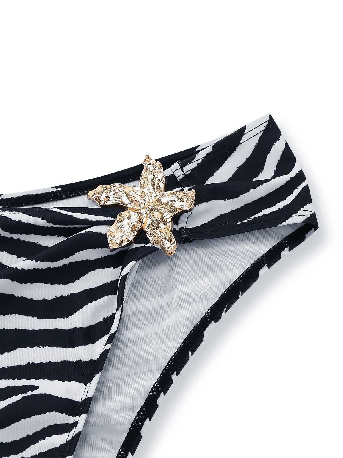 Ensemble de bikini bandeau zèbre et accents d'étoiles de mer années 1960 - Image 7