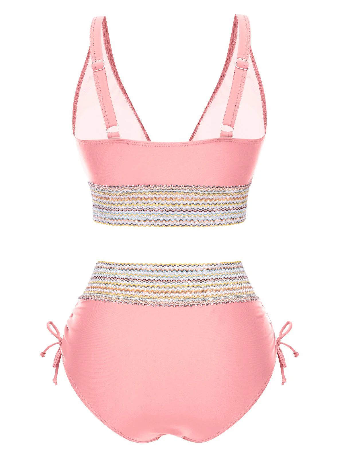 Ensemble de bikini col V patchwork style bohème années 1970 - Image 7