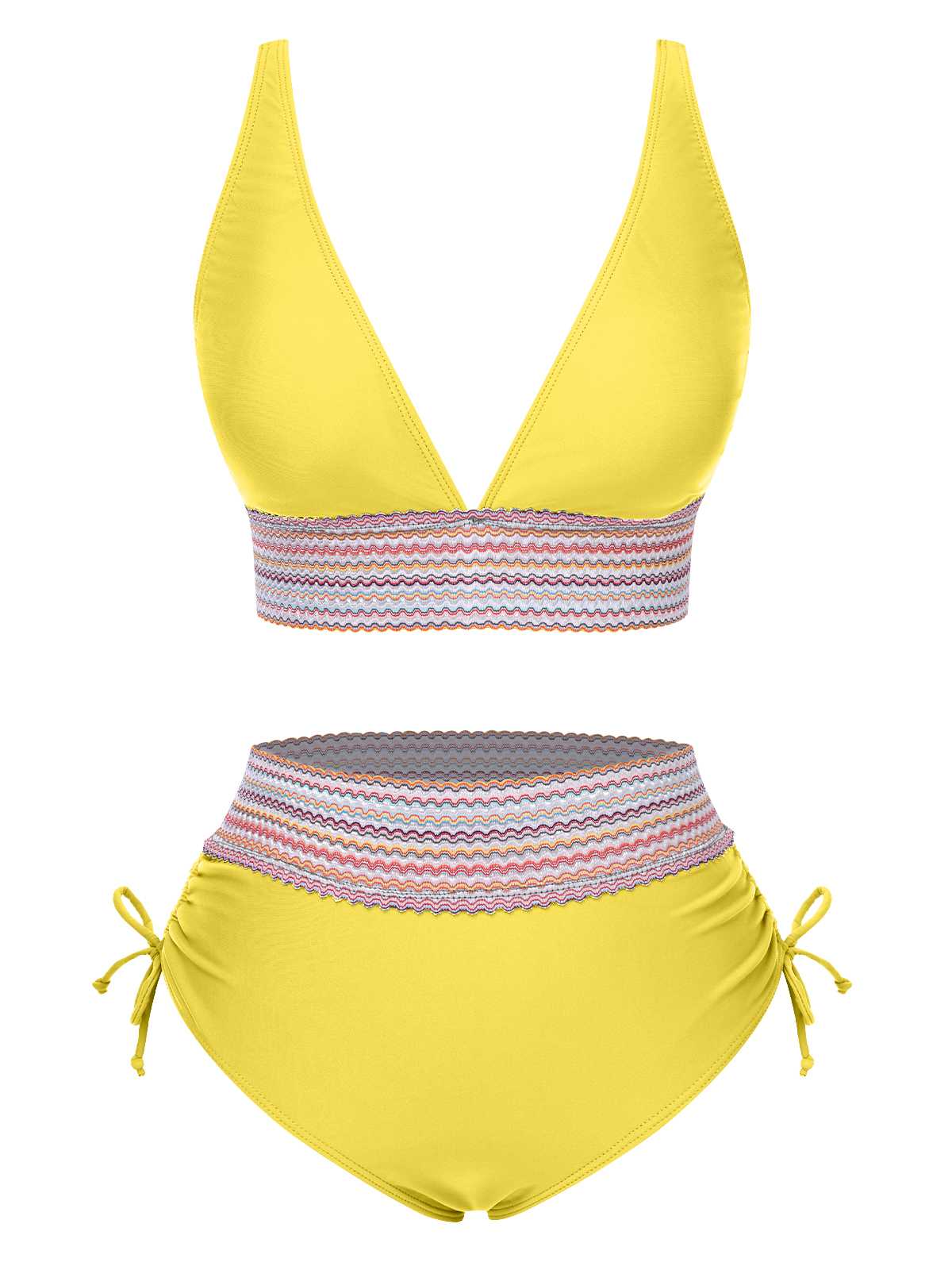 Ensemble de bikini col V patchwork style bohème années 1970 - Image 9