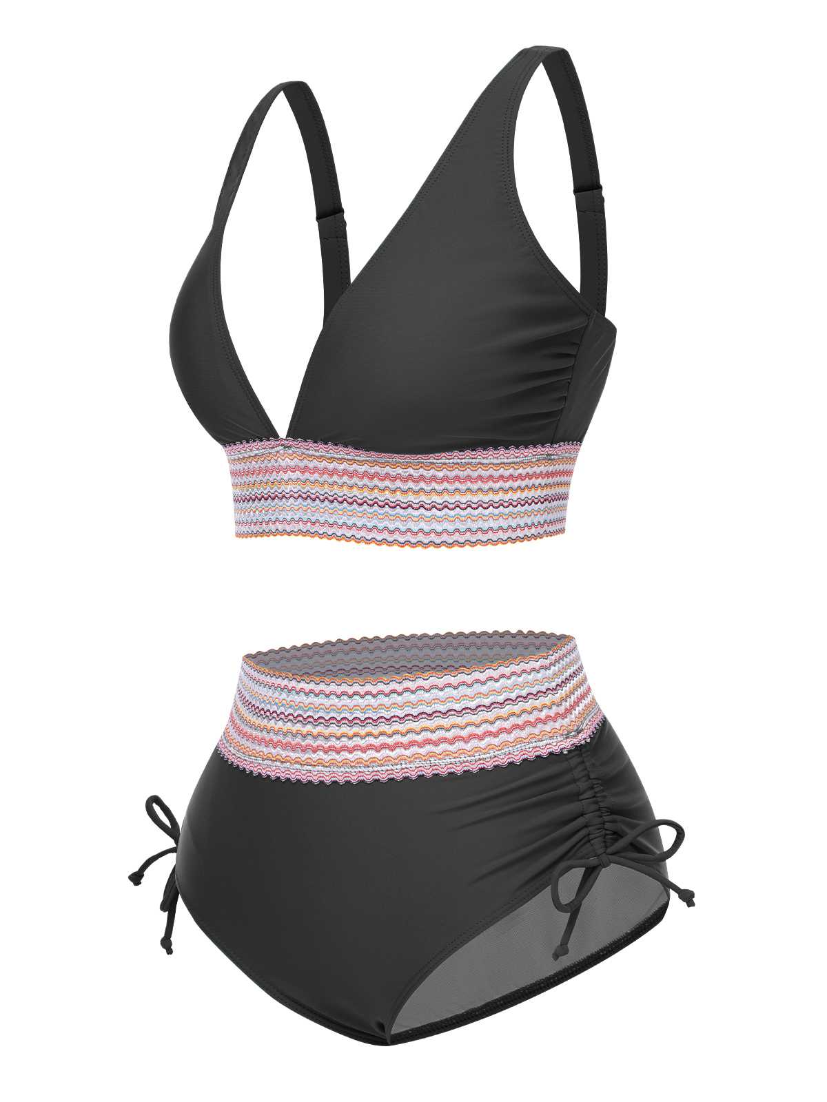 Ensemble de bikini col V patchwork style bohème des années 1970 - Image 3