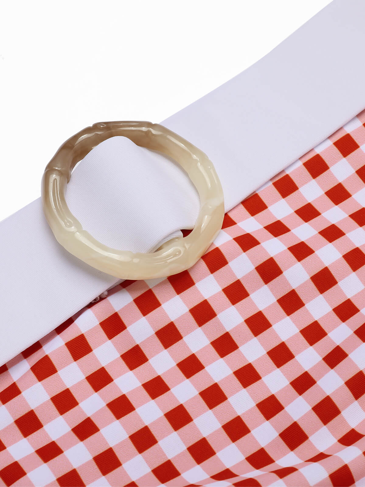 Maillot de bain dos nu à Carreaux Rouge Rétro - Image 12