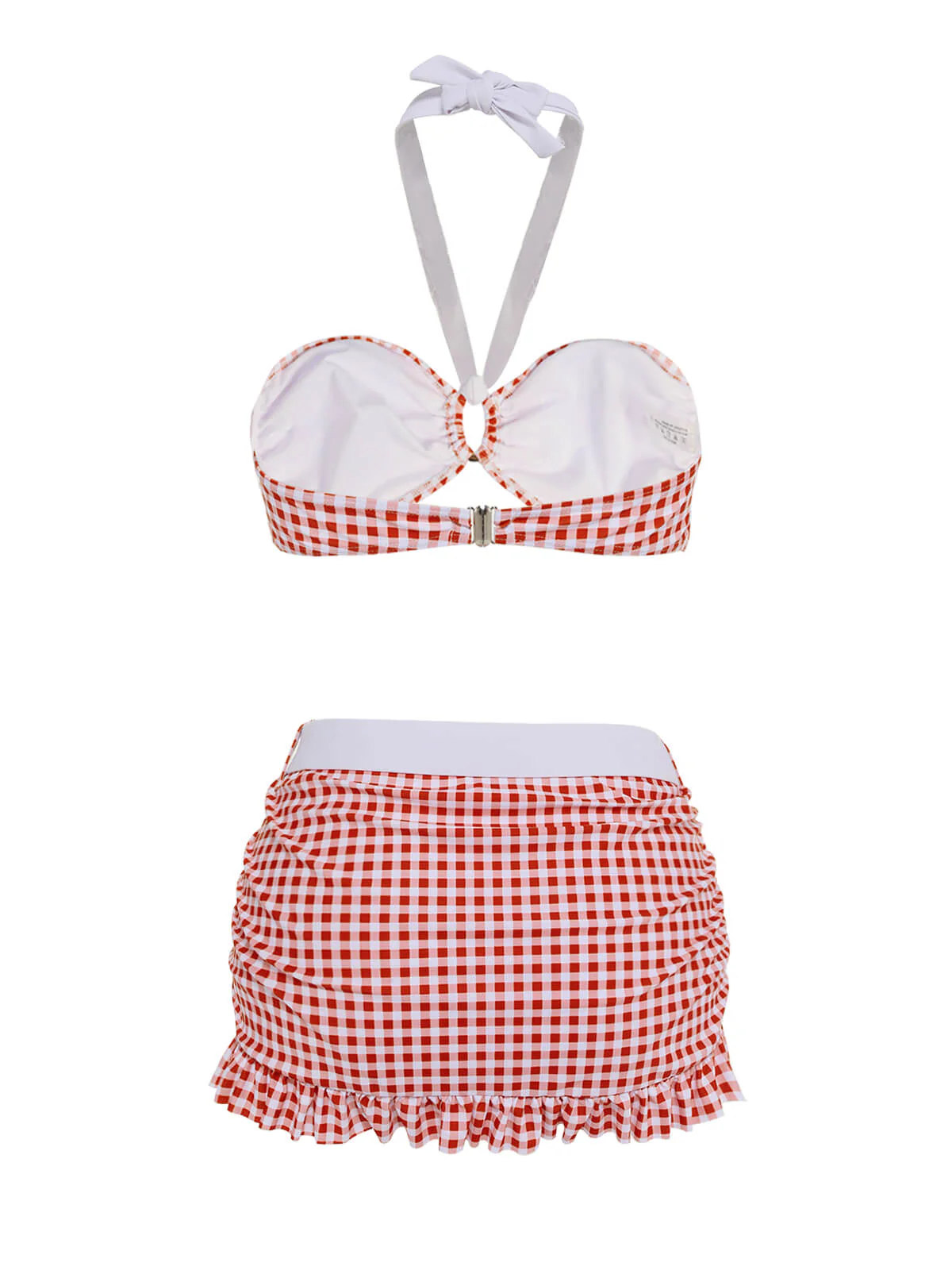 Maillot de bain dos nu à Carreaux Rouge Rétro - Image 8