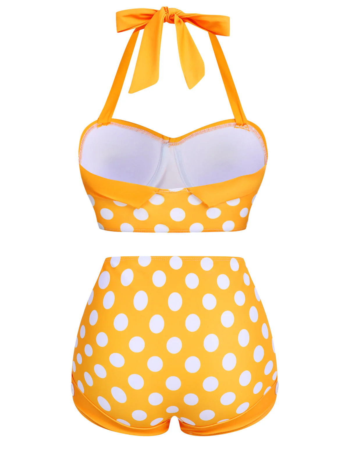 Ensemble de bikini dos nu jaune à pois - Image 3