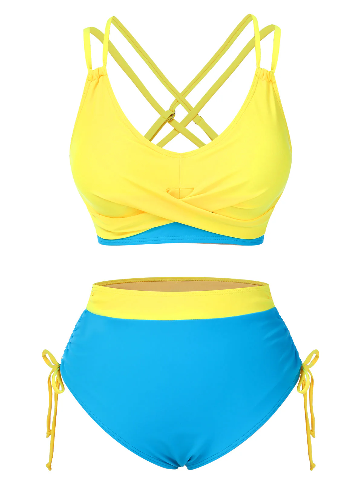 Ensemble de bikini patchwork à nœuds solides des années 1950 - Image 5
