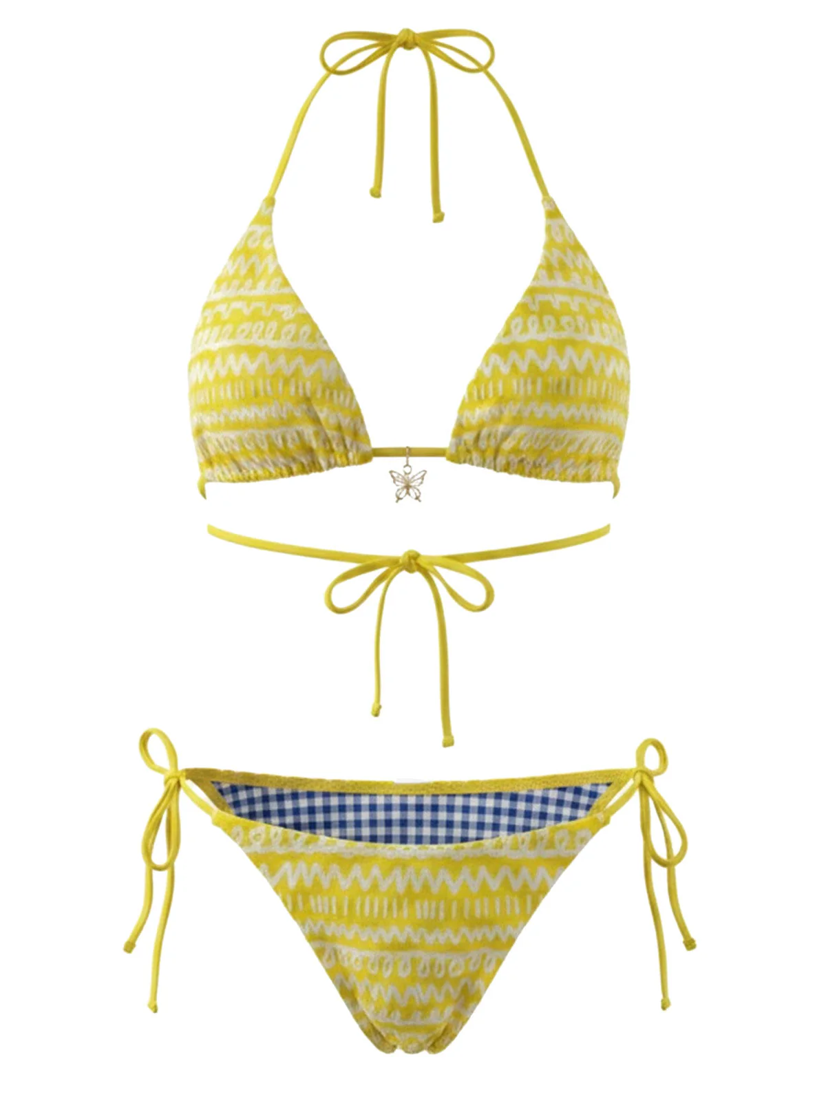 Ensemble de bikini réversible jaune colorblock années 80