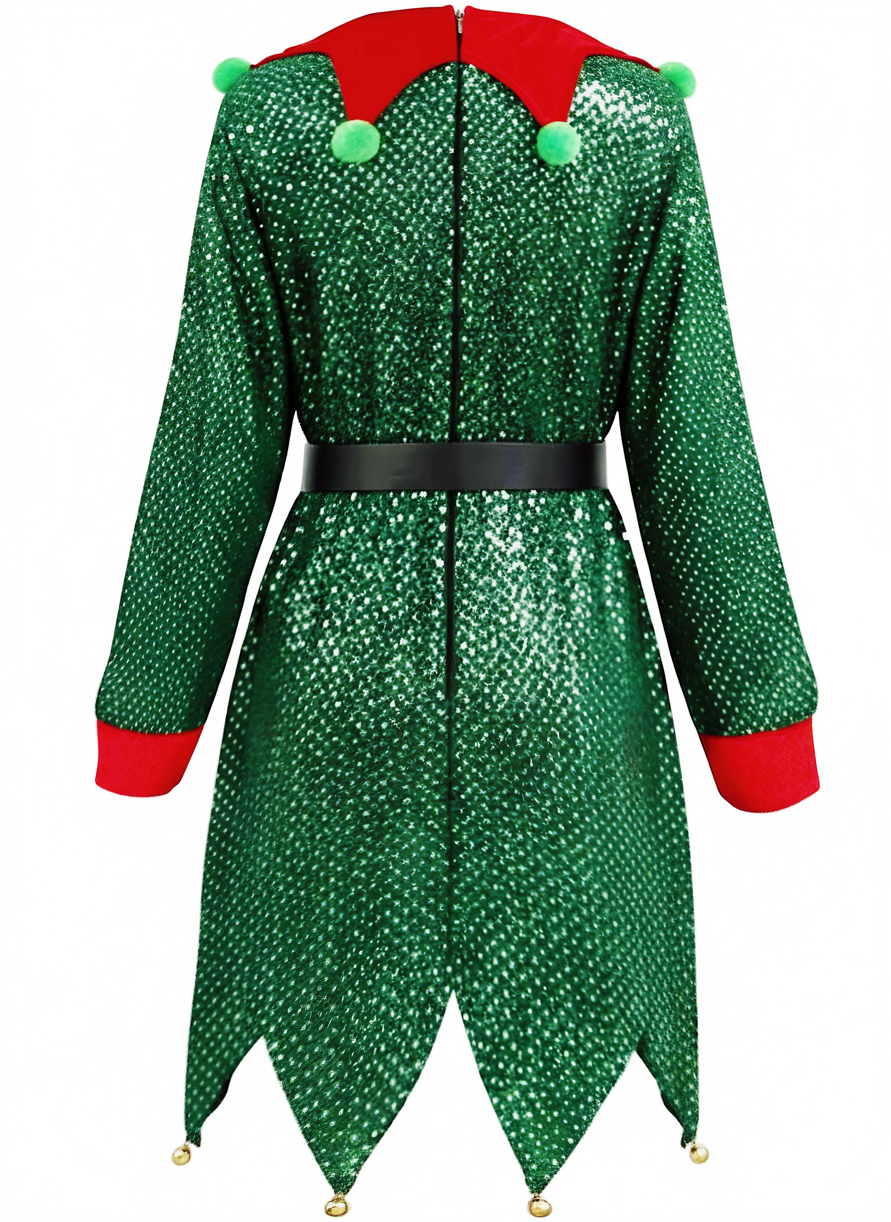 Ensemble de costume d'elfe de Noël à paillettes vertes des années 1950 - Image 5