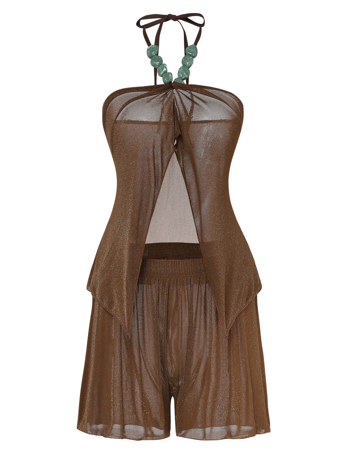 Ensemble de plage uni marron des années 1940 - Image 2