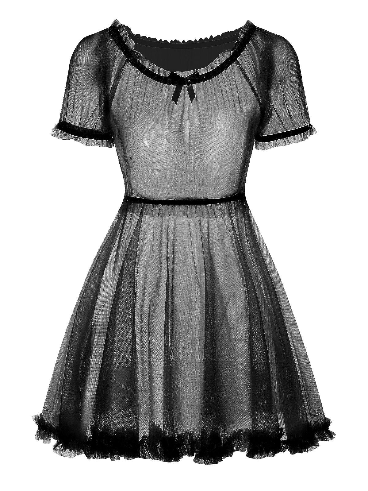 Ensemble de pyjama de ballet en maille transparente solide des années 60 - Image 2