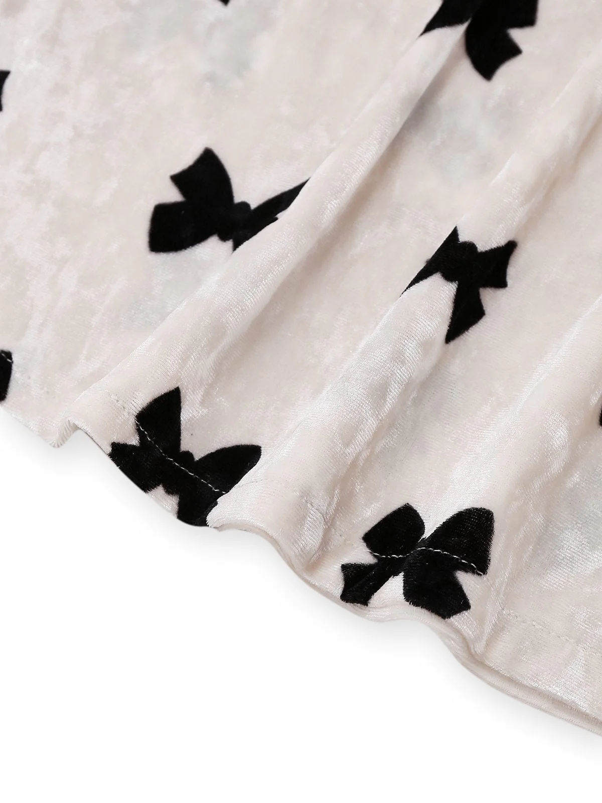 Ensemble de pyjama en velours blanc imprimé nœud des années 40 - Image 4