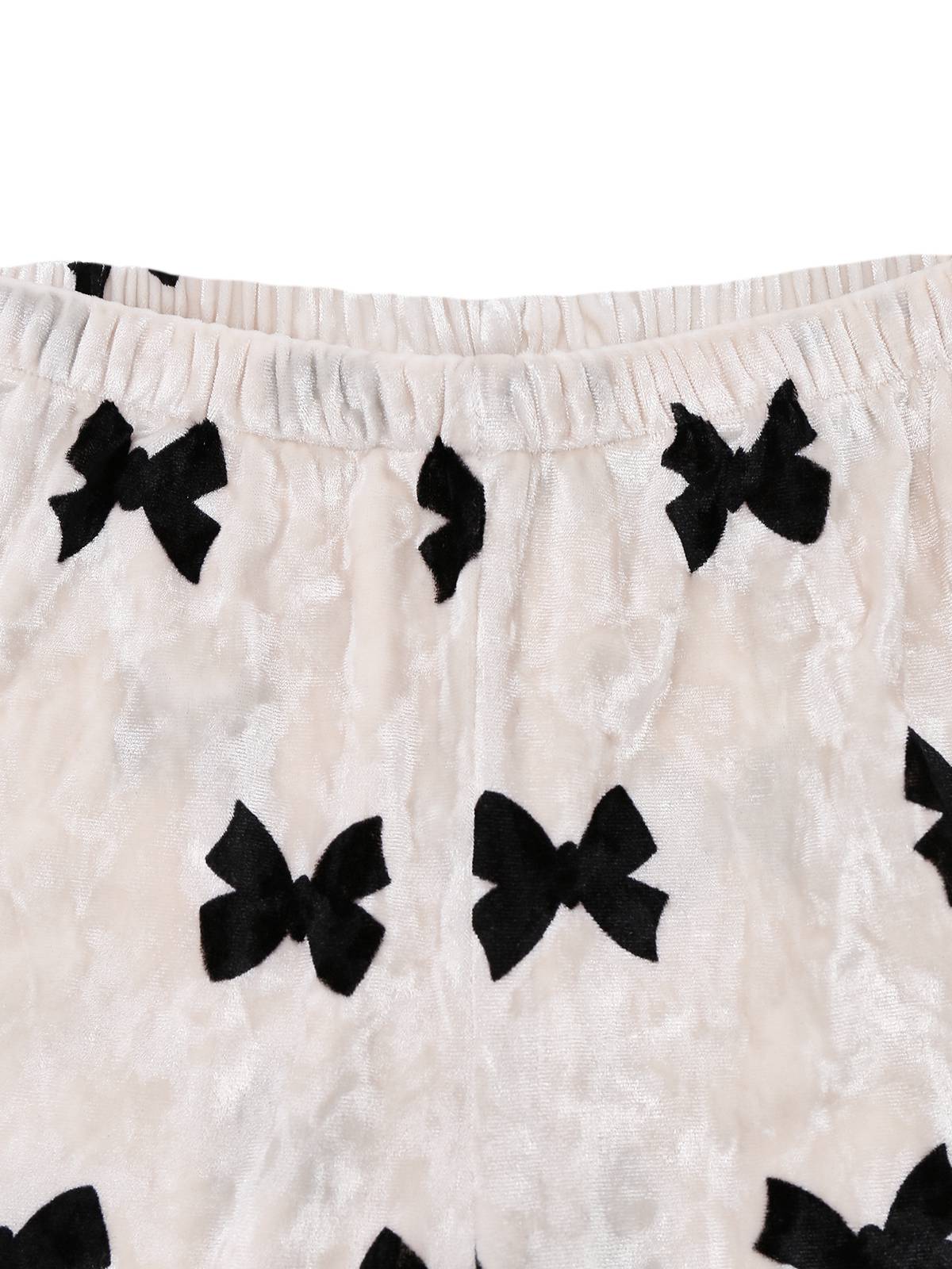 Ensemble de pyjama en velours blanc imprimé nœud des années 40 - Image 5