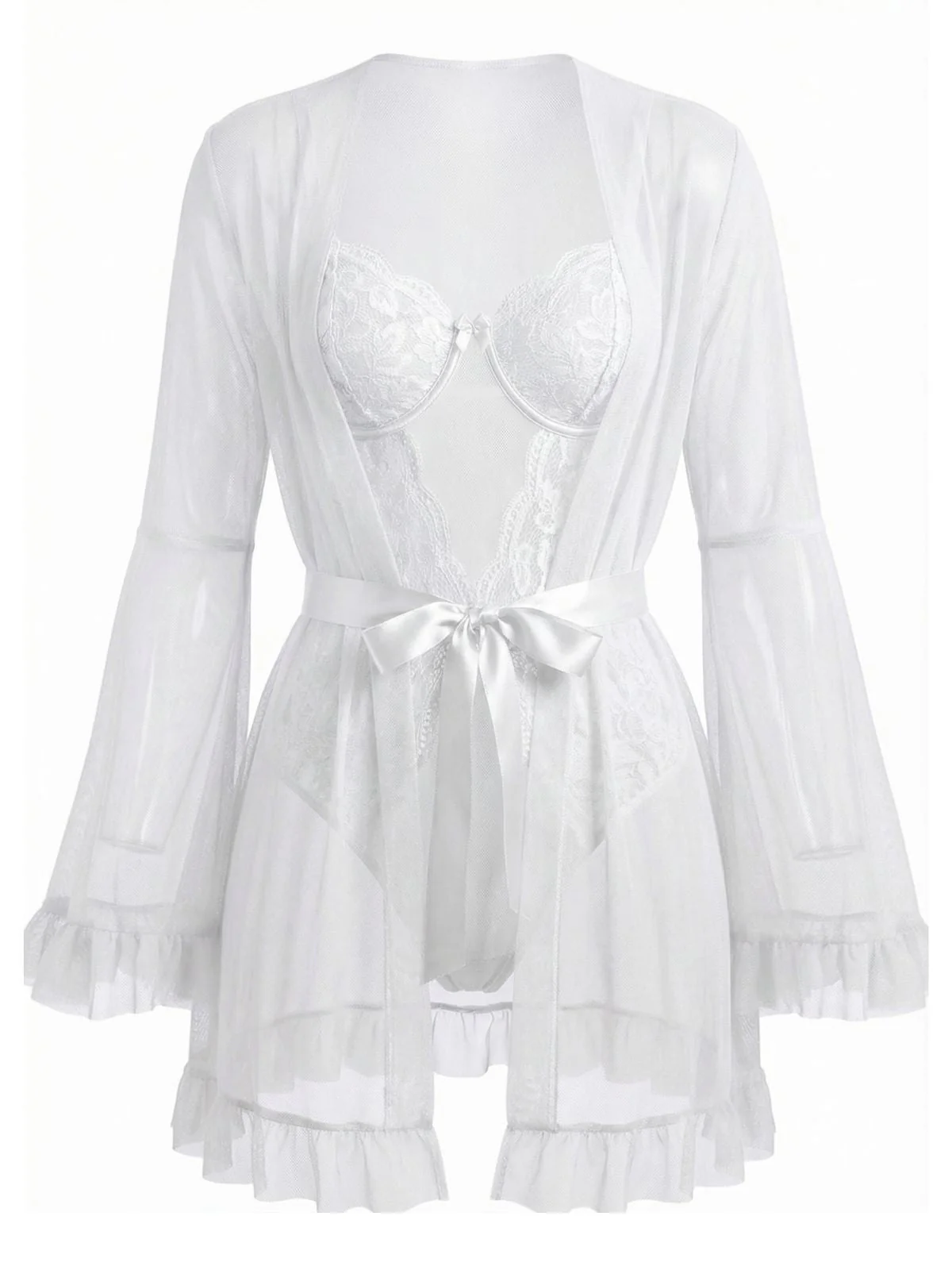 Ensemble de pyjama patchwork en dentelle transparente rouge années 1960 - Image 12